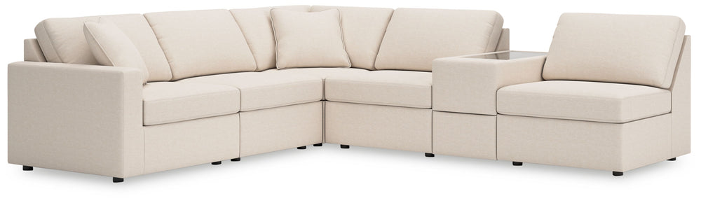 Looking cool and contemporary is great. But when it comes down to it, youâ€™re all about low-maintenance lounging. With the performance fabric on this sectional with console, cleaning spills is a breeze. Its customizable modular design caters to your ever