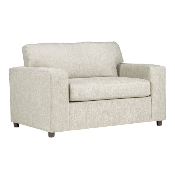 Discover the Kylo Cuddle Chair, a cozy haven designed for unparalleled relaxation. Crafted with easy-care natural beige upholstery, this transitional piece seamlessly blends into any space. Sink into its oversized frame, complete with square arms and plus