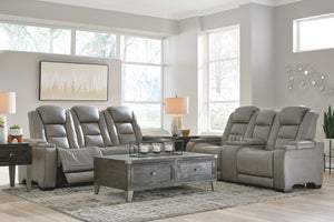 Reserved for him and made for her, this power reclining set delivers all the comfort and style you could ask for. Inspired by sports car interiors, the seating area is covered in real leather for your pleasure, with a â€œperforated automotiveâ€ treatment