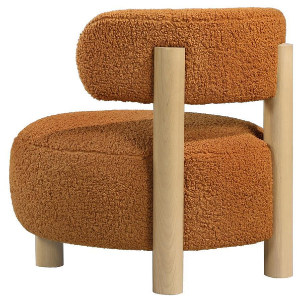 Zonie - Boucle Upholstered Barrel Back Accent Chair - Orange