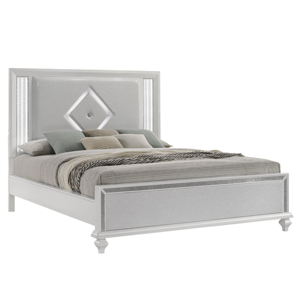 Experience the allure of the Stardust Bed in White, a masterpiece of modern luxury for your bedroom sanctuary. Crafted with durability in mind, this bed boasts a strong and eco-friendly construction of manufactured wood with a sleek white finish, adorned 