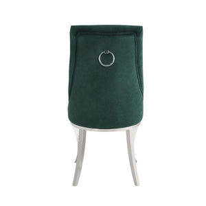 Dekel - Side Chair (Set of 2) - Green Fabric & Stainless Steel