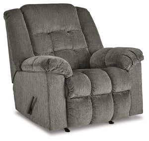 Prioritize comfort while still making a versatile style statement. Complementing a variety of color schemes, this rocker recliner-'s supremely plush seating lines you up for hours of leisure. Its one-pull reclining motion places you in optimal TV watching