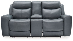 Mindanao - Steel - Power Reclining Loveseat with Console /Adj Hdrst