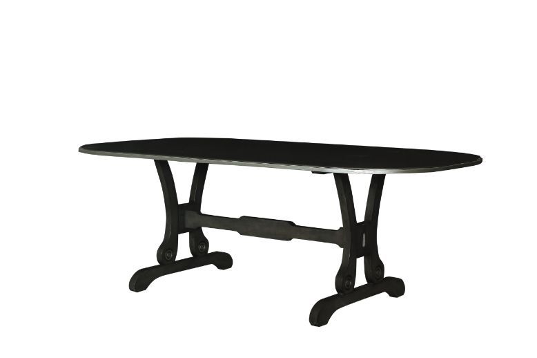 Inspired by European Romanticism, this House Beatrice dining set evokes an iconic refinement. Wooden dining table matches with chairs upholstered with a beautiful faux leather