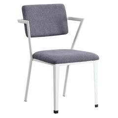 KD, Chair (High Back) Stationary Seat Padded SEAT: Gray Fabric Cushion (Solid Pattern) Backrest: Metal Frame, Padded Cushion (Open Back) Metal Leg & Frame Seat<br/><br/><b>Product Features</b><ul><li>Case: 2Pc/1Ctn</li><li>Finish: Gray Fabric & White</li>