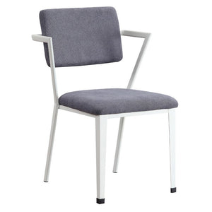 KD, Chair (High Back) Stationary Seat Padded SEAT: Gray Fabric Cushion (Solid Pattern) Backrest: Metal Frame, Padded Cushion (Open Back) Metal Leg & Frame Seat<br/><br/><b>Product Features</b><ul><li>Case: 2Pc/1Ctn</li><li>Finish: Gray Fabric & White</li>