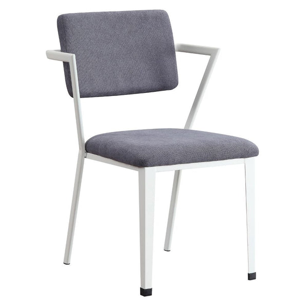 KD, Chair (High Back) Stationary Seat Padded SEAT: Gray Fabric Cushion (Solid Pattern) Backrest: Metal Frame, Padded Cushion (Open Back) Metal Leg & Frame Seat<br/><br/><b>Product Features</b><ul><li>Case: 2Pc/1Ctn</li><li>Finish: Gray Fabric & White</li>