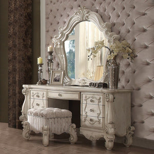 Versailles - Vanity Stool - Ivory Fabric & Bone White