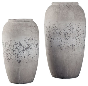 Is your home curated rather than simply decorated? Add another thoughtful piece into the mix with this 2-piece vase set. Brown and antique cream painted ceramic has a unique weatherworn finish. Add fresh florals for a vintage-inspired look.<br><br><b>Addi