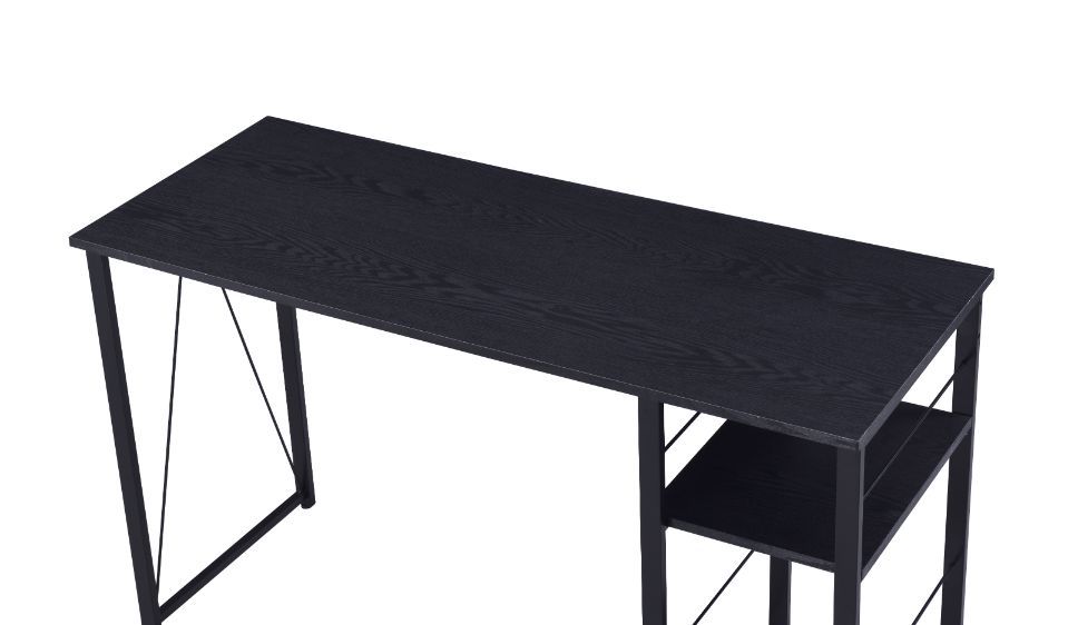 Personfiy your workpalce with some bold,clear and strong accessories. The distressed wood furniture piece pairs with black metal framing for aesthetic balance and gives a rustic industrial look. It includes two open shelves for additional storage space an