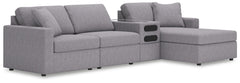 Looking cool and contemporary is great. But when it comes down to it, youâ€™re all about low-maintenance lounging. With the performance fabric on this sectional with chaise, cleaning spills is a breeze. Its customizable modular design caters to your ever-