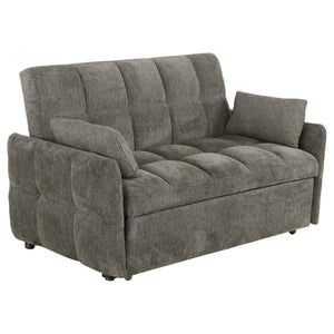 Get the best of both worlds for snoozing and lounging with this sleeper sofa. All over-tufting enhances the comfort of the chenille fabric. Slim arms and a rounded rectangular backrest give it a modern flair as a stylish sofa. Fold down the backrest to ea