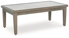 Experience the perfect combination of durability and style with this outdoor coffee table. An aluminum frame with a wood-look finish maintains a sleek, contemporary aesthetic, while the sintered stone tabletop adds an element of natural elegance. This del
