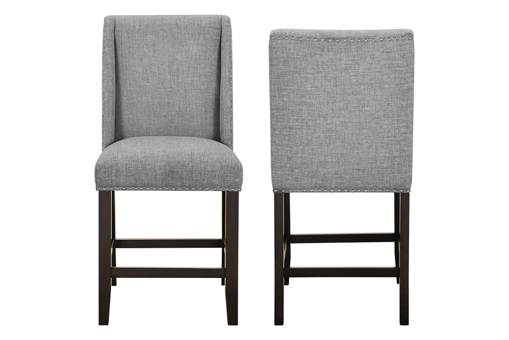 The Faust Upholstered Parsons Counter Dining Chairs offer a blend of luxury and durability, making them an excellent addition to any dining space. This set includes two Parsons counter chairs, each crafted from solid rubberwood and eco-friendly manufactur