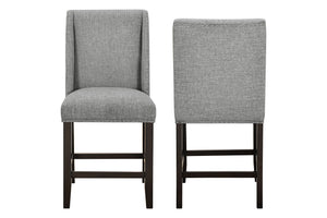 The Faust Upholstered Parsons Counter Dining Chairs offer a blend of luxury and durability, making them an excellent addition to any dining space. This set includes two Parsons counter chairs, each crafted from solid rubberwood and eco-friendly manufactur