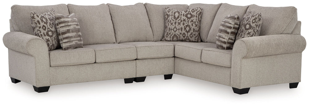 Whether your vision is traditional or cozy farmhouse, this sectional has the corner on style. Merging ultimate comfort with striking good looks, this chic seating includes coordinating accent pillows for that much more feel-good allure.<br/><br/><b>Produc