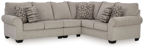 Whether your vision is traditional or cozy farmhouse, this sectional has the corner on style. Merging ultimate comfort with striking good looks, this chic seating includes coordinating accent pillows for that much more feel-good allure.<br/><br/><b>Produc