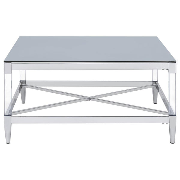 Lindley - Square Tempered Mirror Acrylic Coffee Table - Chrome