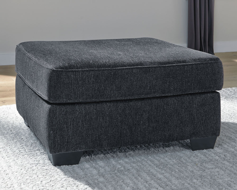 If style is the question, then this oversized accent ottoman is the answer. Its clean-lined profile is beautifully contemporary. Plush chenille fabric and plump cushioning make it so easy to comfortably kick up your heels. And the ottoman-'s richly neutra