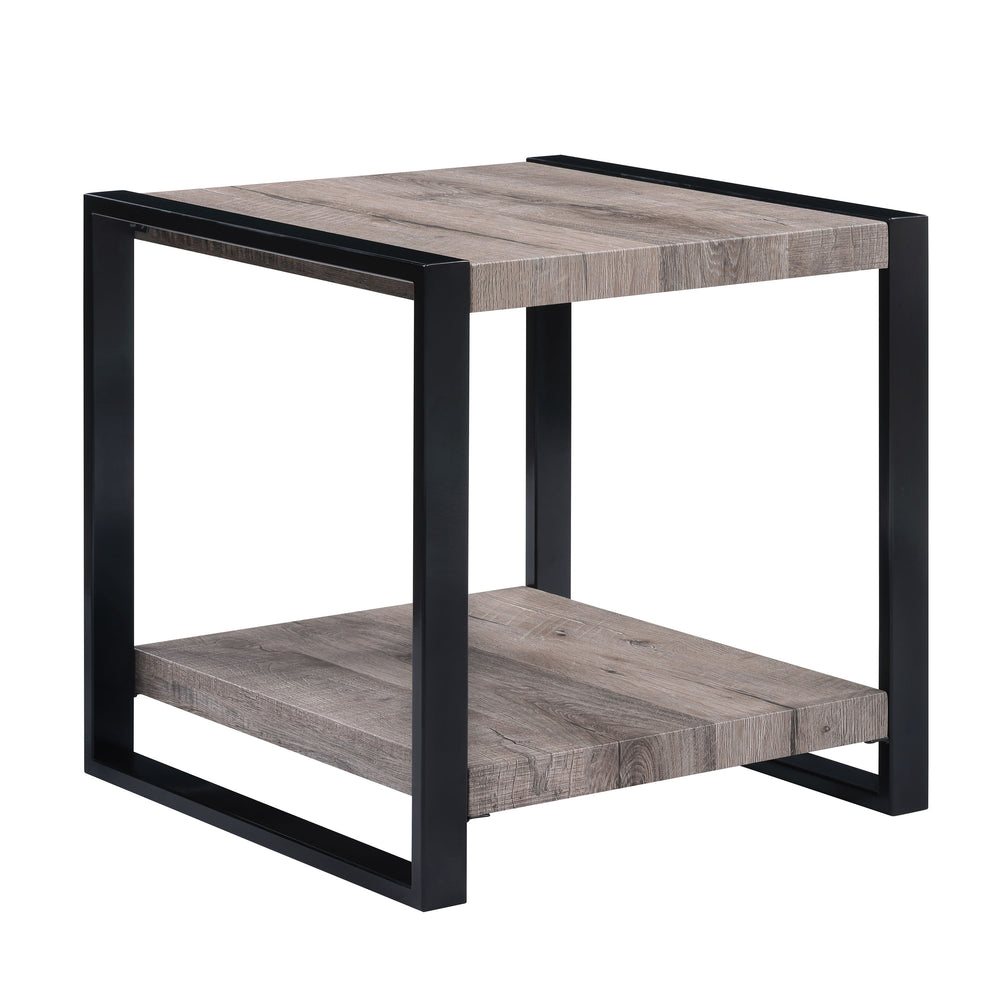 Redefine your living space with this modern industrial cocktail table set, perfect for the contemporary home. Featuring a striking combination of weathered wood and sleek black metal finishes, this set exudes an edgy, yet refined aesthetic. The spacious t