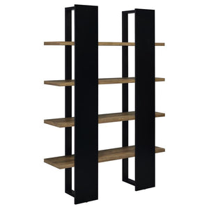 Danbrook - 4-Shelf Bookshelf - Black And Aged Walnut