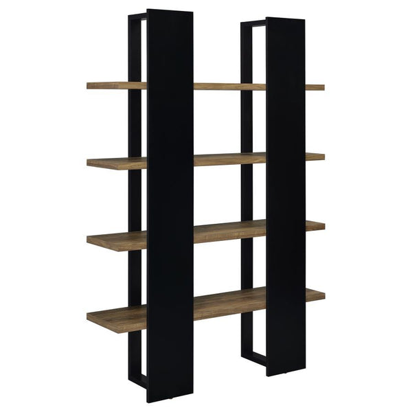 Danbrook - 4-Shelf Bookshelf - Black And Aged Walnut