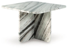 Artful. Sculptural. Stylish. All are apt descriptions of this accent cocktail table. Constructed of stunning marble in varying neutral tones, it offers an elevated interpretation of everyday style. Whether it-'s making a statement standing alone or decora