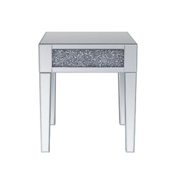 The Noralie End Table will add a contemporary touch to any room in your home. With its clean lines, this brilliant square occasional table showcases a distinctive style for an intriguing look. The table features a fully mirrored beveled frame with tapered