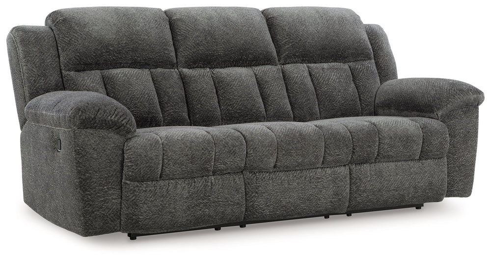 With its large-scale design, this extra-spacious reclining sofa is a masterclass in accessible style. Plush, ultra-soft upholstery keeps everyone cozy as you lounge with family or guests. In a neutral hue, it seamlessly suits different aesthetics as your 