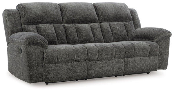 With its large-scale design, this extra-spacious reclining sofa is a masterclass in accessible style. Plush, ultra-soft upholstery keeps everyone cozy as you lounge with family or guests. In a neutral hue, it seamlessly suits different aesthetics as your 