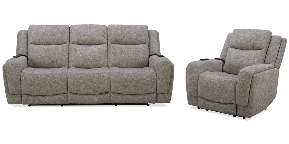 Penfield offers a remote control for a zero-gravity recline, power headrest, lumbar support, and heat and massage features for added relaxation. Made from durable and soft 100% polyester fabric, the Penfield has stylish two-tiered track arms. The sofa inc