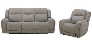 Penfield offers a remote control for a zero-gravity recline, power headrest, lumbar support, and heat and massage features for added relaxation. Made from durable and soft 100% polyester fabric, the Penfield has stylish two-tiered track arms. The sofa inc
