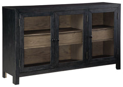 Add layers of form and function to your space with this accent cabinet. It-'s draped in a black finish on the outside and a warm gray finish inside, for a classic look that seamlessly transitions from casual to modern styles. This accent cabinet-'s flexib