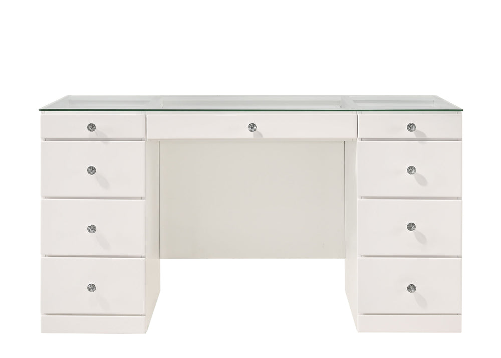 Avery - Vanity Desk/ Mirror - White<h4><b>Avery - Vanity Base - White</b></h4> <table width="100%"><colgroup><col style="width: 30%"> <col style="width: 70%"> </colgroup> <tbody> <tr> <td>Dimensions</td> <td> 57.00"L x 23.25"D x 31.00"H</td> </tr> <tr> <t