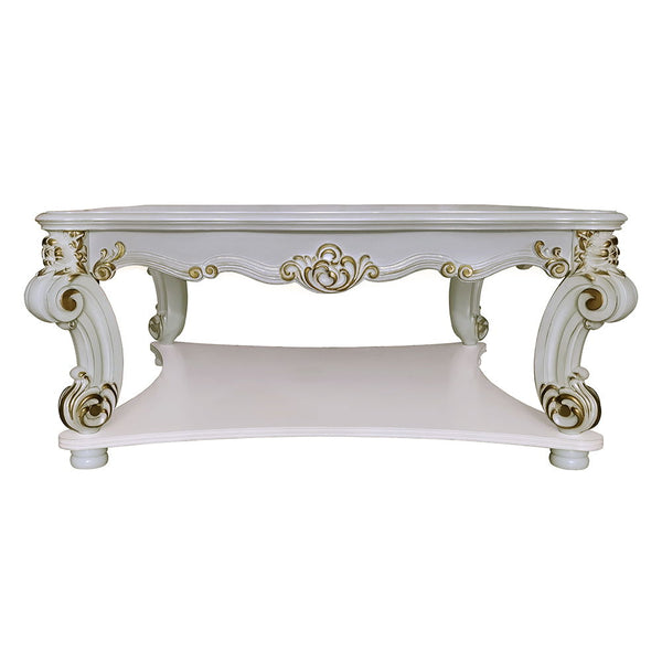  Square Table with Scrolled Leg and Bottom Shelf Top Apron: Scrolled Decor Trim