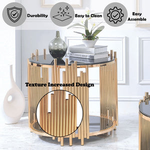 Tanquin - End Table - Gold & Black Glass