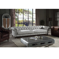 Top Grain Leather Seat Construction: Full Foam KD Legs Wooden Inner Frame Loose Seat & Tight Back Cushion Removable Cushion Cover Wooden Legs Button Tufted Nailhead Trim