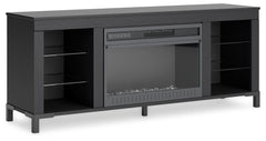 Level up your gaming experience and make movie nights to remember. This TV stand with electric fireplace extends your entertainment beyond the screen. Its built-in fireplace brings the heat, synchronizing with LED backlighting on the shelves. And you can 