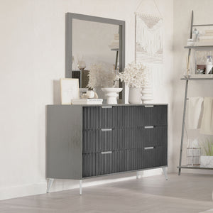 Kailani - 2 Piece Dresser & Mirror Set - Gray