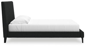 Cadmori - Black - King Upholstered Bed With Roll Slats