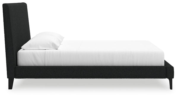Cadmori - Black - King Upholstered Bed With Roll Slats