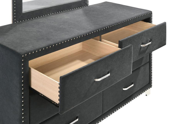 Melody - 6-Drawer Upholstered Dresser - Gray