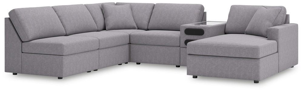 Looking cool and contemporary is great. But when it comes down to it, youâ€™re all about low-maintenance lounging. With the performance fabric on this sectional with chaise, cleaning spills is a breeze. Its customizable modular design caters to your ever-