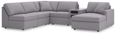 Looking cool and contemporary is great. But when it comes down to it, youâ€™re all about low-maintenance lounging. With the performance fabric on this sectional with chaise, cleaning spills is a breeze. Its customizable modular design caters to your ever-