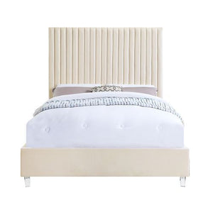 Edzia - Eastern King Bed - Beige Velvet