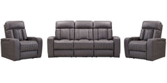 Spice up your movie nights with the Equinox Sofa Group. Consisting of the coordinating Equinox Power Sofa, Power Console Loveseat, and Power Recliner, each power seat also features armrest storage and independently operating power headrests for personaliz
