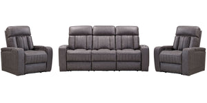 Spice up your movie nights with the Equinox Sofa Group. Consisting of the coordinating Equinox Power Sofa, Power Console Loveseat, and Power Recliner, each power seat also features armrest storage and independently operating power headrests for personaliz