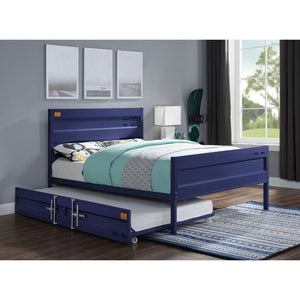 The Cargo youth bed is the perfect addition to any childâ€™s room. This contemporary container themed metal bed features a panel headboard with low profile footboard, crafted with an industrial look that is an perfect match for your bedroom. The bed is ac