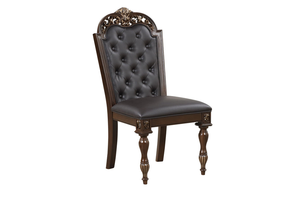 The Royal Classics Maximus Dining Side Chairs (Set of 2) in cherry are a perfect blend of heirloom craftsmanship and timeless design. Meticulously crafted from solid poplar and premium birch veneers, these chairs are built for long-lasting beauty and dura